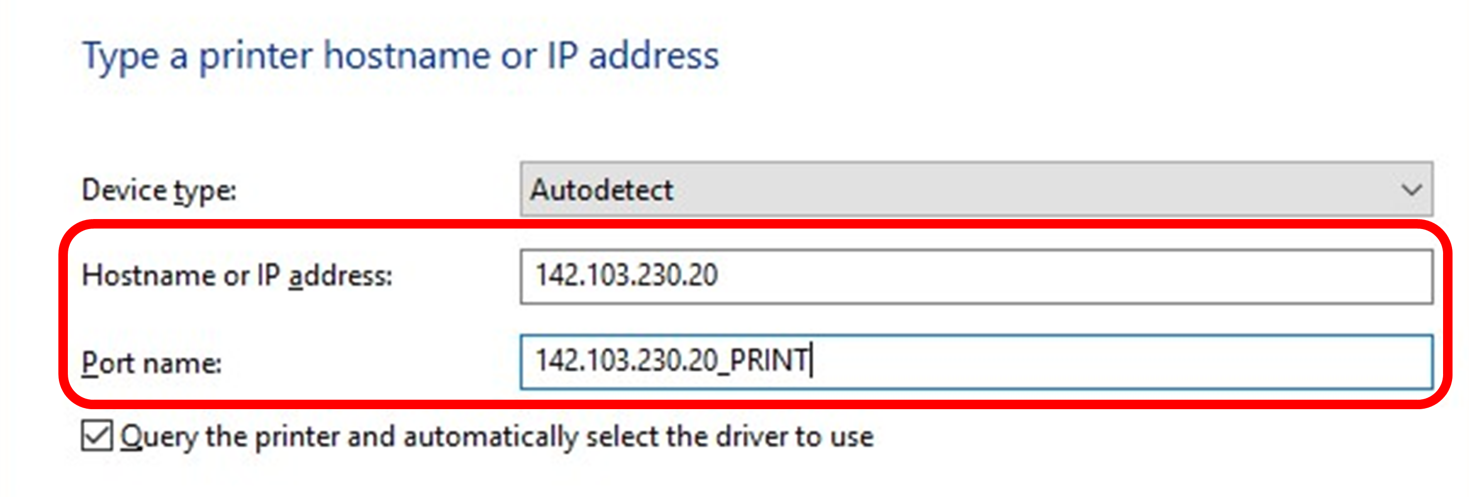 IP address and Port name for step 5.