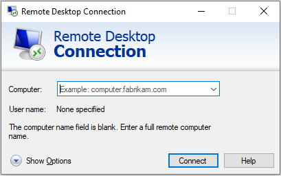 Remote desktop prompt window.